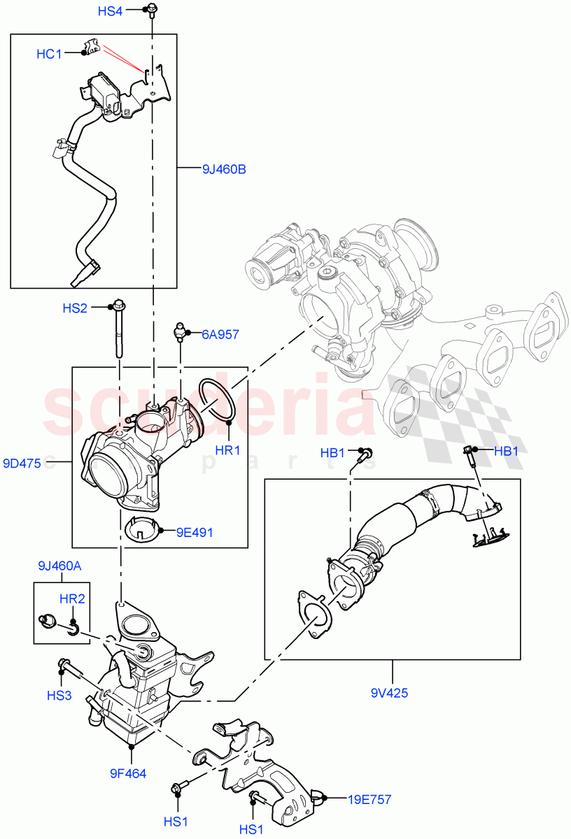 Exhaust Gas Recirculation (RH Side) (2.0L AJ21D4 Diesel Mid) ((V) FROMMA000001) of Land Rover Land Rover Range Rover Velar (2017+) [2.0 Turbo Diesel AJ21D4]