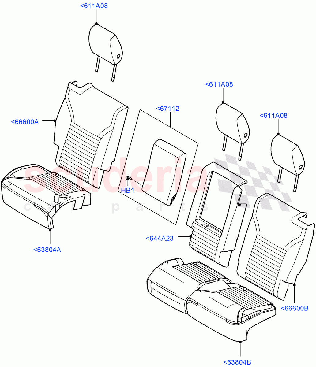 Rear Seat Covers(Nitra Plant Build)(Miko/PVC,60/40 Load Through With Slide)((V)FROMM2000001) of Land Rover Land Rover Discovery 5 (2017+) [3.0 I6 Turbo Petrol AJ20P6]