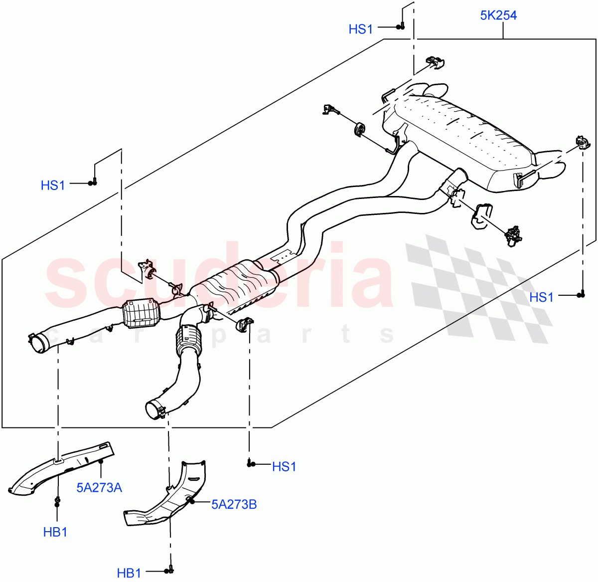 Rear Exhaust System(4.4 V8 Turbo Petrol (NC10)) of Land Rover Land Rover Range Rover (2022+) [4.4 V8 Turbo Petrol NC10]