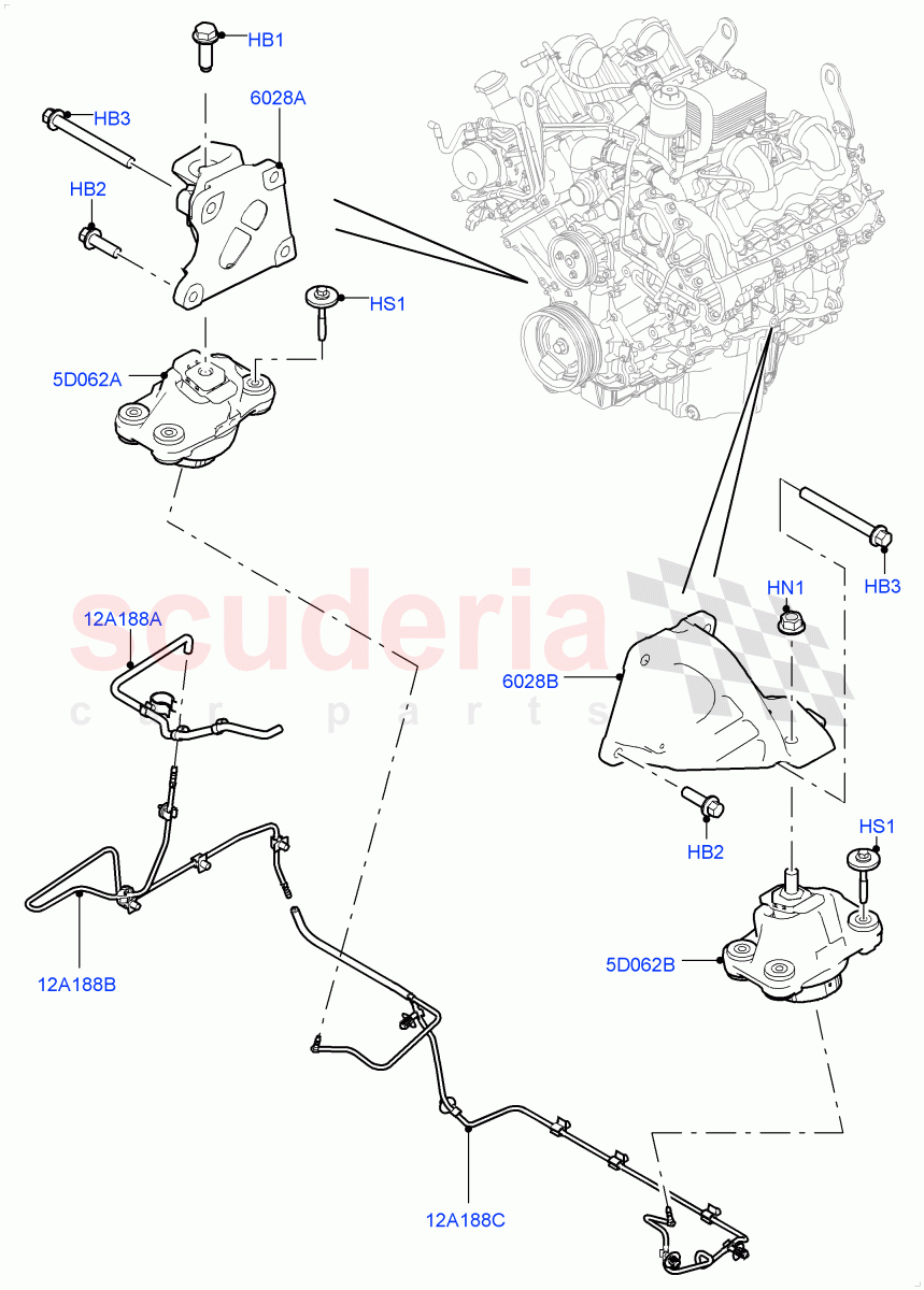 Engine Mounting(4.4L DOHC DITC V8 Diesel) of Land Rover Land Rover Range Rover Sport (2014+) [3.0 Diesel 24V DOHC TC]