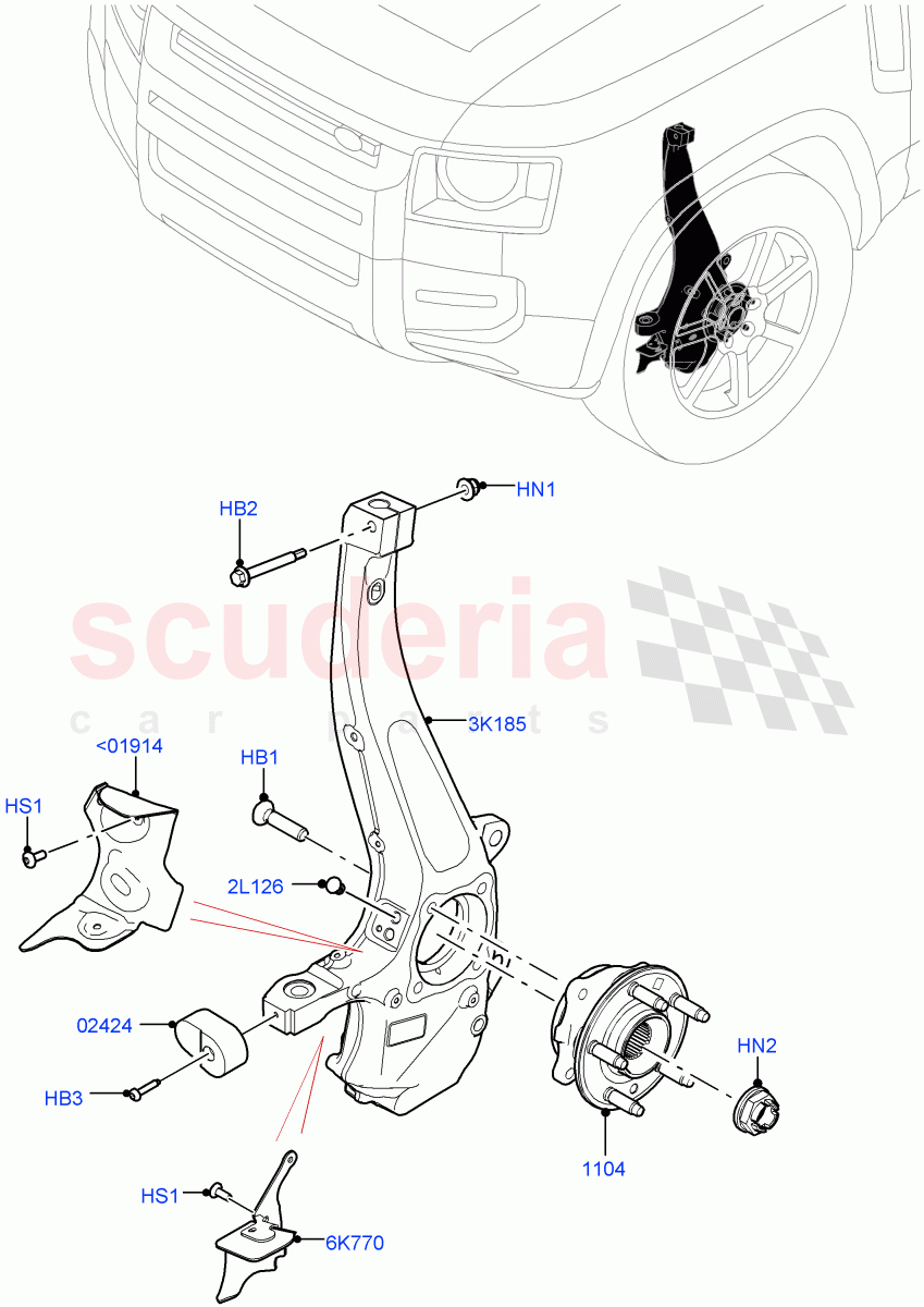 Front Knuckle And Hub((V)FROMM2000001) of Land Rover Land Rover Defender (2020+) [2.0 Turbo Petrol AJ200P]