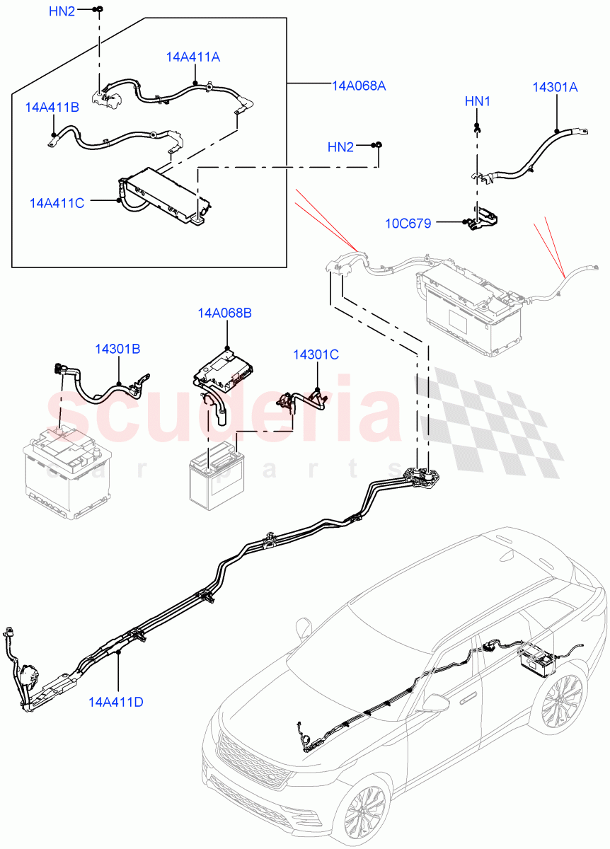 Battery Cables And Horn (Battery Cables) of Land Rover Land Rover Range Rover Velar (2017+) [2.0 Turbo Petrol AJ200P]