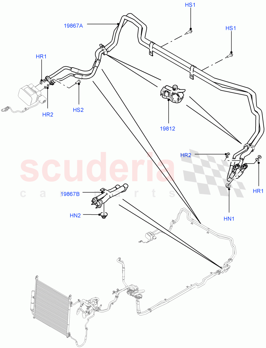 Air Conditioning Condensr/Compressr (Rear) (Air Conditioning Hybrid-Front/Rear, 2 Zone Air Conditioning - Hybrid) ((V) FROMEA000001, (V) TOHA999999) of Land Rover Land Rover Range Rover Sport (2014+) [5.0 OHC SGDI SC V8 Petrol]