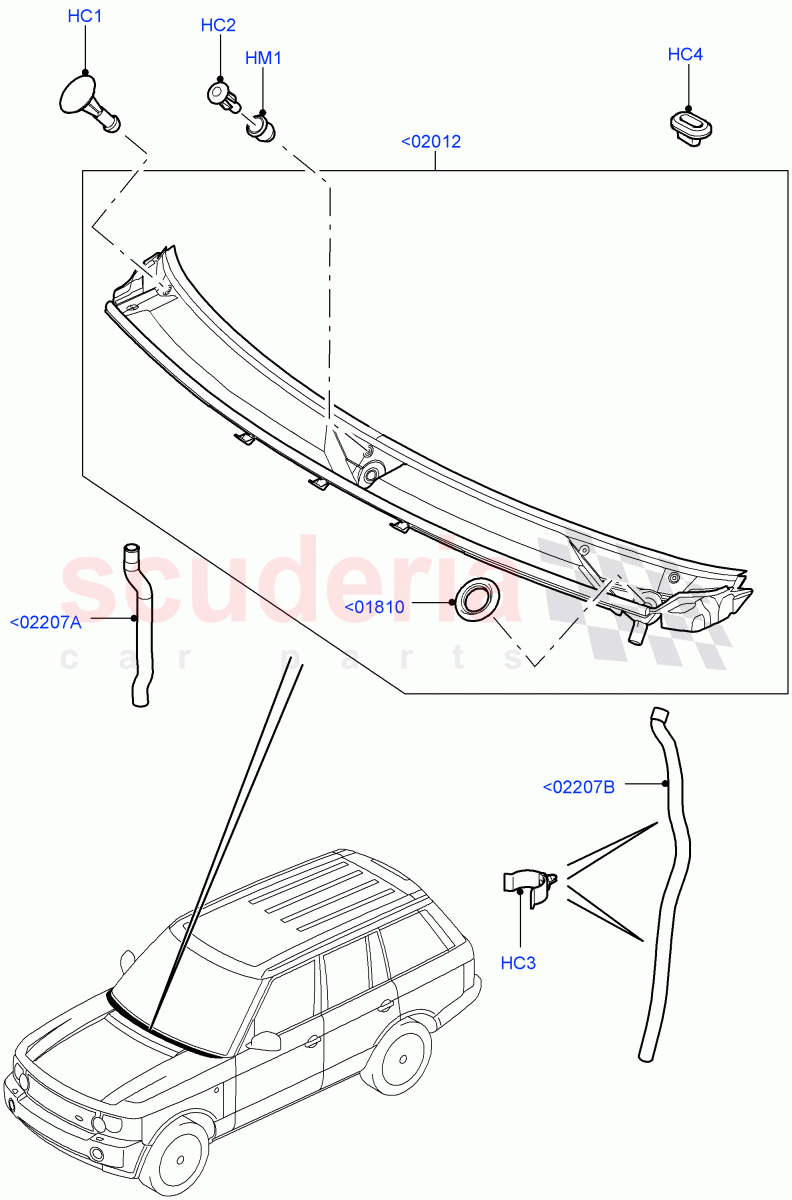 Cowl/Panel And Related Parts(Less Armoured)((V)FROMAA000001) of Land Rover Land Rover Range Rover (2010-2012) [5.0 OHC SGDI SC V8 Petrol]