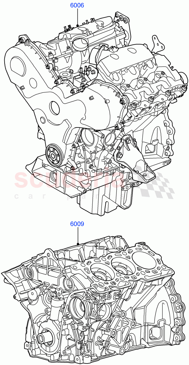 Service Engine And Short Block (Solihull Plant Build) (3.0 V6 Diesel) ((V) FROMAA000001) of Land Rover Land Rover Range Rover Velar (2017+) [3.0 Diesel 24V DOHC TC]