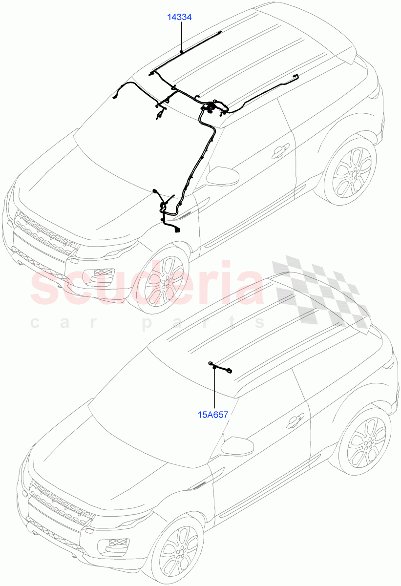 Electrical Wiring - Body And Rear(Roof)(5 Door,Itatiaia (Brazil),3 Door)((V)FROMGT000001) of Land Rover Land Rover Range Rover Evoque (2012-2018) [2.0 Turbo Diesel]