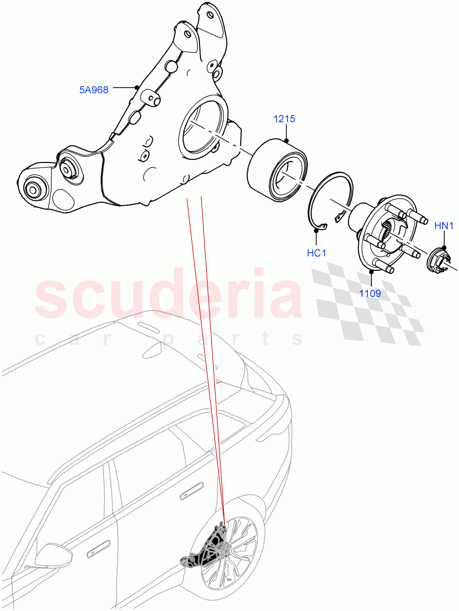 Rear Knuckle And Hub of Land Rover Land Rover Range Rover Velar (2017+) [5.0 OHC SGDI SC V8 Petrol]