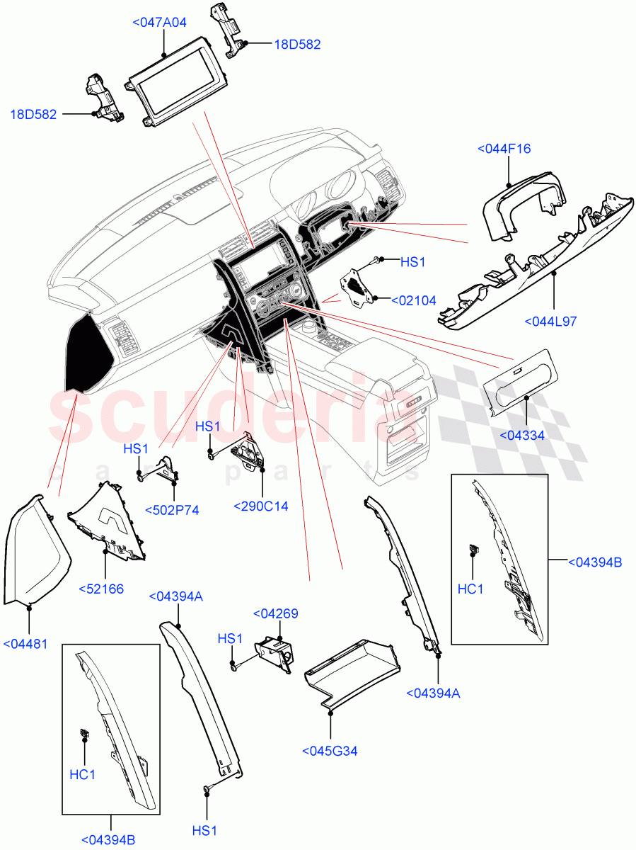 Instrument Panel(Nitra Plant Build, External Components, Lower)((V)FROMK2000001) of Land Rover Land Rover Discovery 5 (2017+) [2.0 Turbo Diesel]