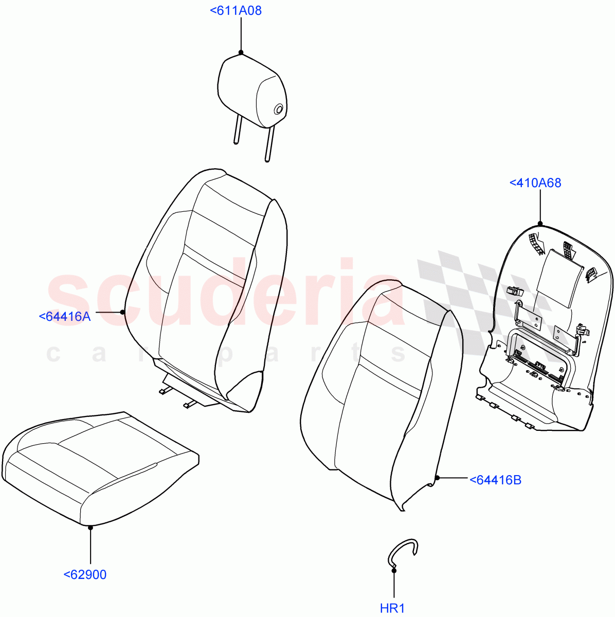 Front Seat Covers(5 Door,Windsor Leather Perforated,Itatiaia (Brazil)) of Land Rover Land Rover Range Rover Evoque (2019+) [2.0 Turbo Diesel AJ21D4]