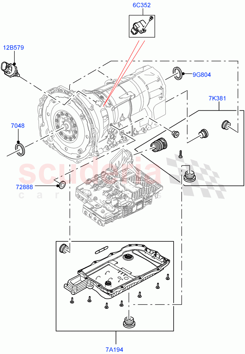 Transmission External Components (8HP Gen3 Hybrid Trans) ((V) FROMJA000001) of Land Rover Land Rover Range Rover Velar (2017+) [3.0 DOHC GDI SC V6 Petrol]