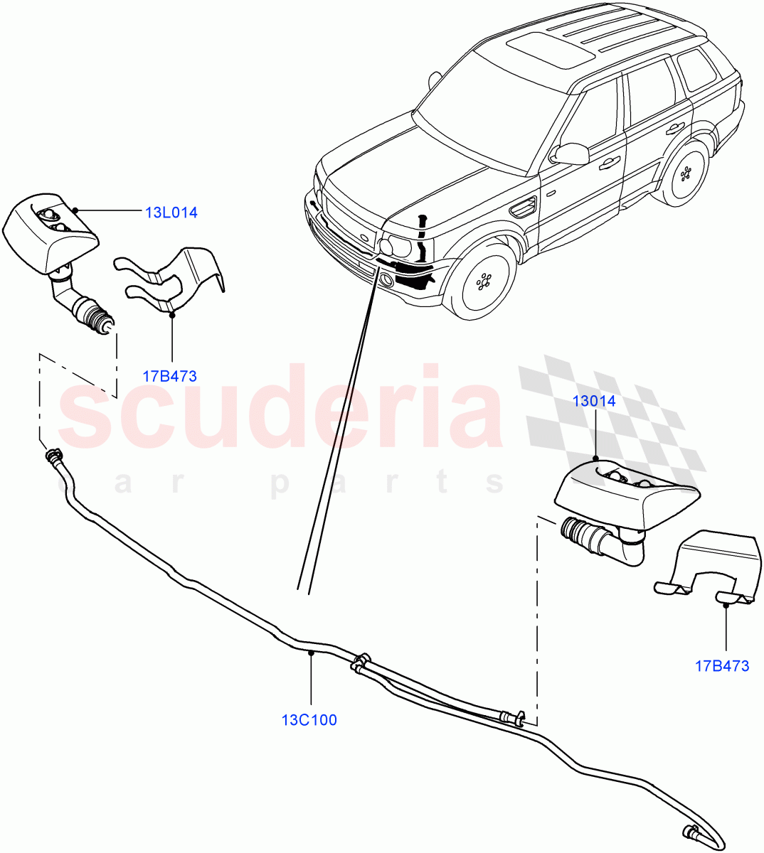 Headlamp Washer((V)TO9A999999) of Land Rover Land Rover Range Rover Sport (2005-2009) [4.2 Petrol V8 Supercharged]