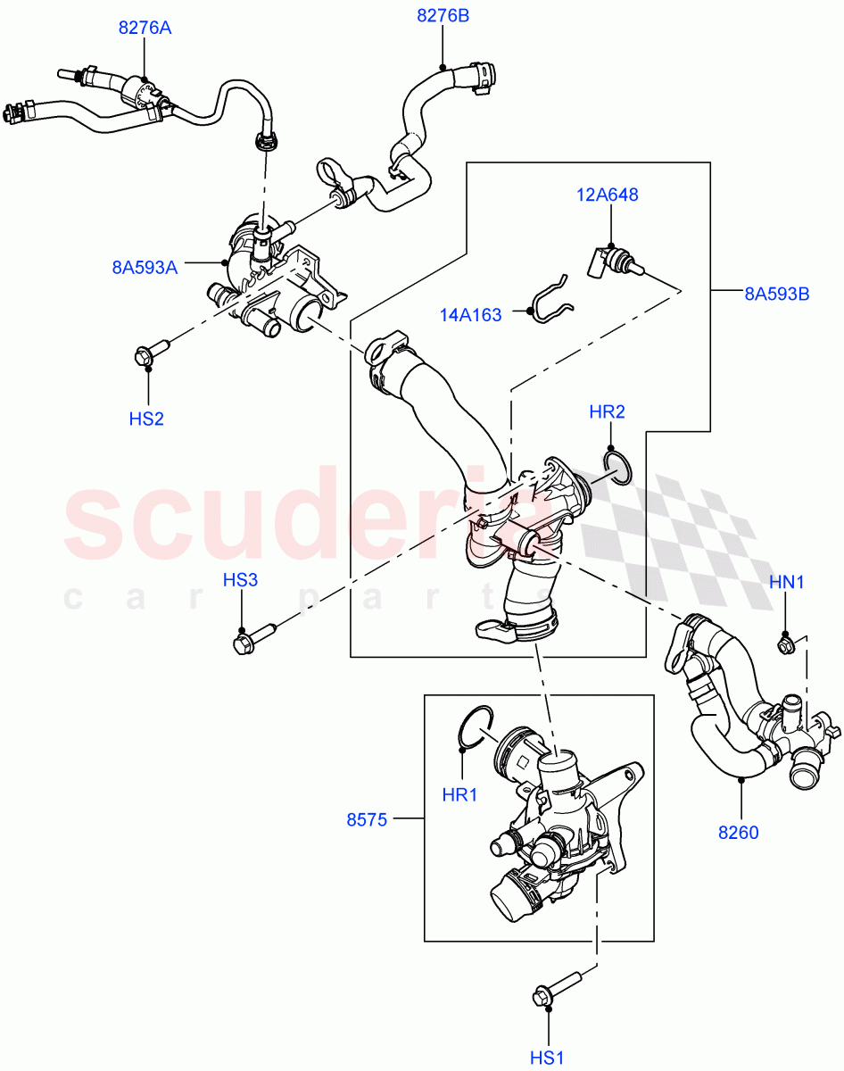 Thermostat/Housing & Related Parts(3.0L AJ20D6 Diesel High)((V)FROMLA000001) of Land Rover Land Rover Range Rover Sport (2014+) [3.0 I6 Turbo Diesel AJ20D6]