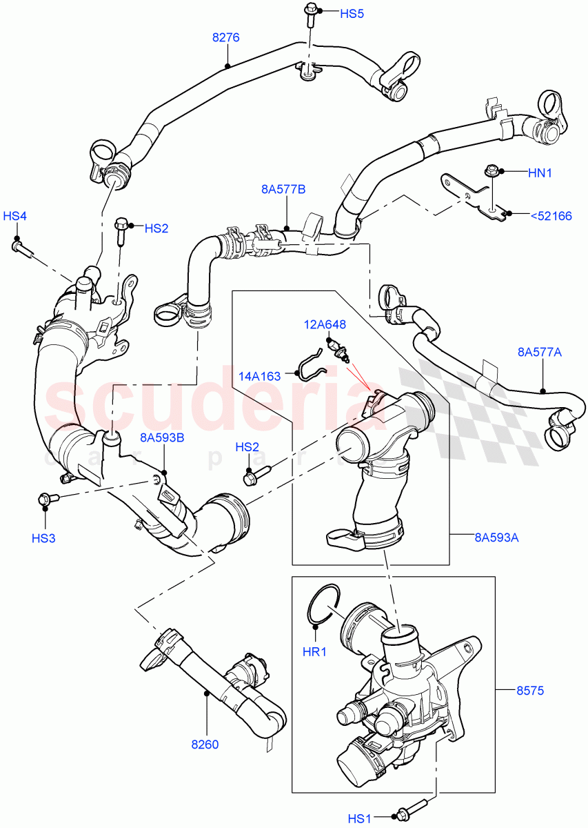 Thermostat/Housing & Related Parts(Nitra Plant Build)(3.0L AJ20P6 Petrol High)((V)FROML2000001) of Land Rover Land Rover Discovery 5 (2017+) [3.0 I6 Turbo Petrol AJ20P6]