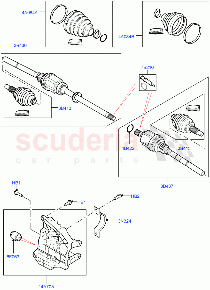 Drive Shaft - Front Axle Drive(2.0L I4 Mid DOHC AJ200 Petrol,Changsu (China),2.0L AJ20P4 Petrol Mid PTA)((V)FROMKG446857) of Land Rover Land Rover Discovery Sport (2015+) [2.2 Single Turbo Diesel]