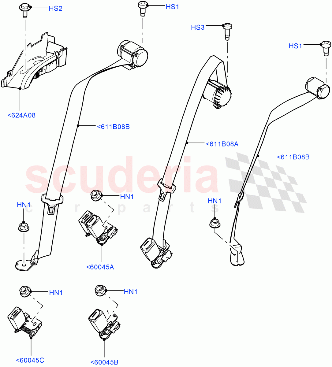 Rear Seat Belts(3 Door,Halewood (UK),5 Door) of Land Rover Land Rover Range Rover Evoque (2012-2018) [2.0 Turbo Petrol GTDI]