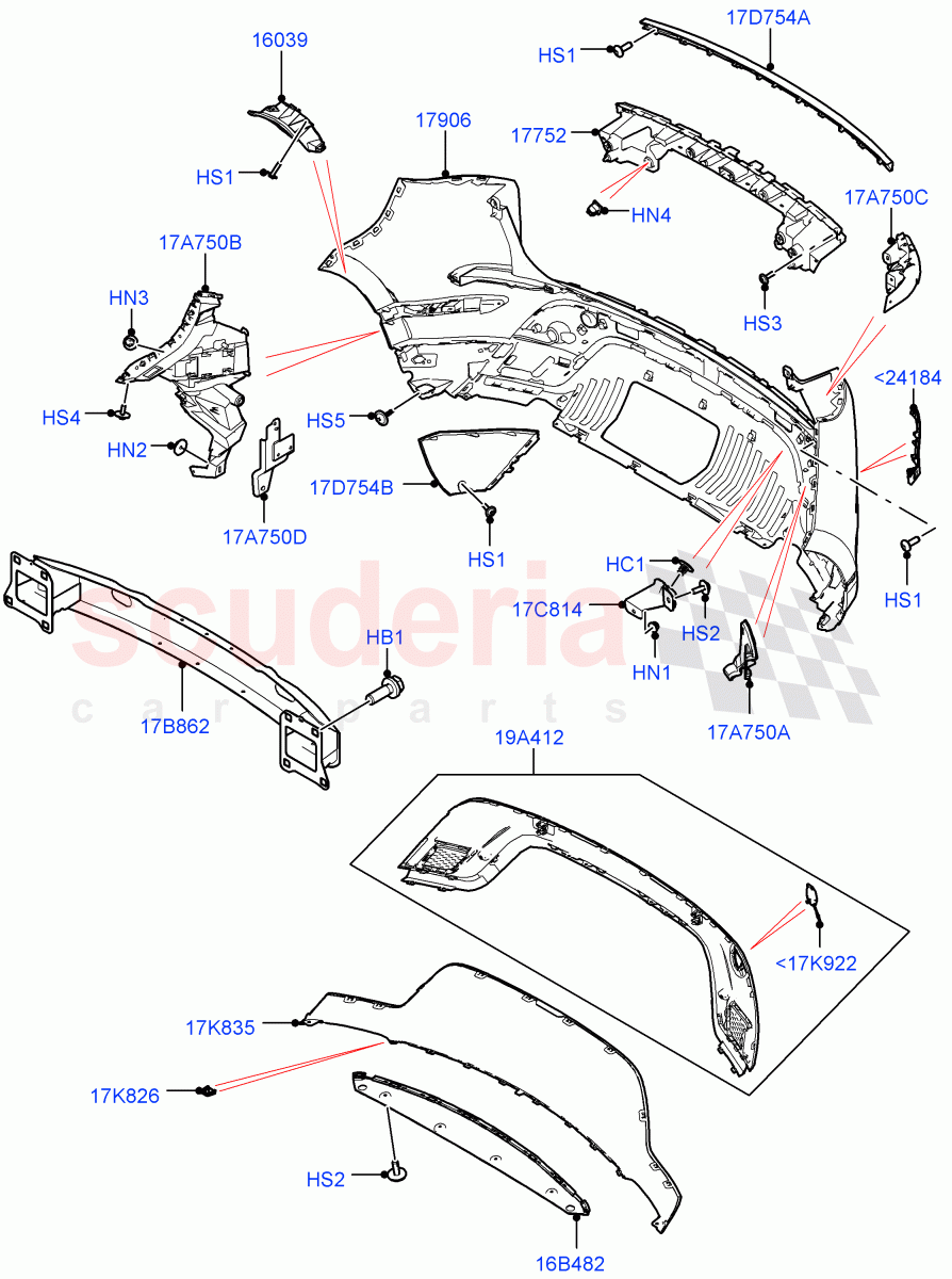 Rear Bumper (Changsu (China), Front Bumper - Painted Body Colour) of Land Rover Land Rover Range Rover Evoque (2019+) [2.0 Turbo Diesel AJ21D4]