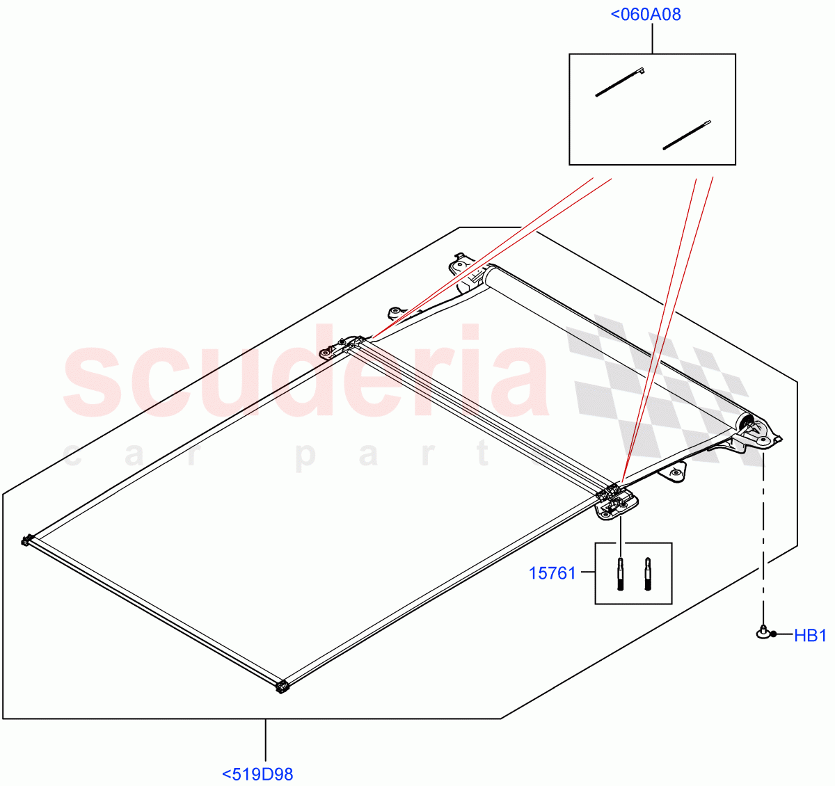 Sliding Roof Mechanism And Controls(Sun Blinds)(With Roof Conversion-Panorama Roof,With Roof Conversion-Panorama Power) of Land Rover Land Rover Range Rover (2022+) [4.4 V8 Turbo Petrol NC10]