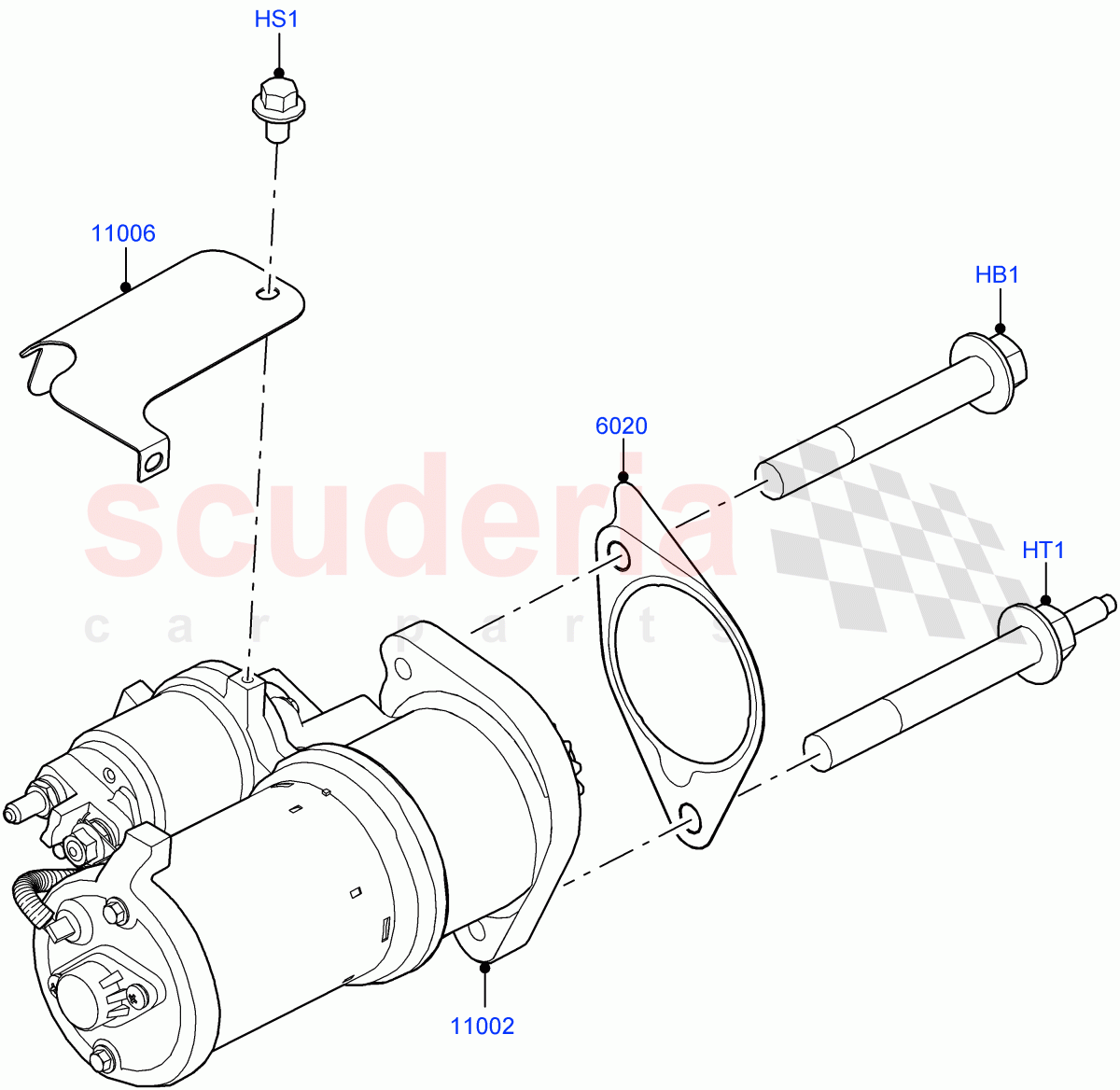 Starter Motor(3.0L AJ20D6 Diesel High)((V)FROMLA000001) of Land Rover Land Rover Range Rover (2012-2021) [3.0 I6 Turbo Diesel AJ20D6]