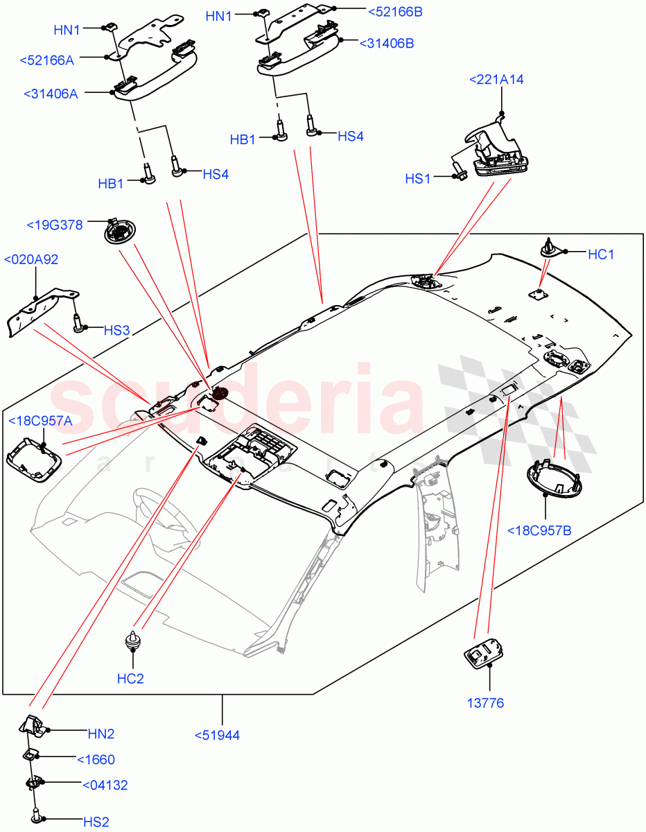 Headlining And Sun Visors(Less Panorama Roof) of Land Rover Land Rover Range Rover Velar (2017+) [5.0 OHC SGDI SC V8 Petrol]