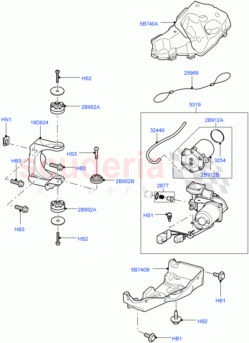 Air Suspension Compressor And Lines ('Hitachi' Compressor) ((V) FROMCA725269, (V) TODA768699) of Land Rover Land Rover Range Rover Sport (2010-2013) [5.0 OHC SGDI NA V8 Petrol]
