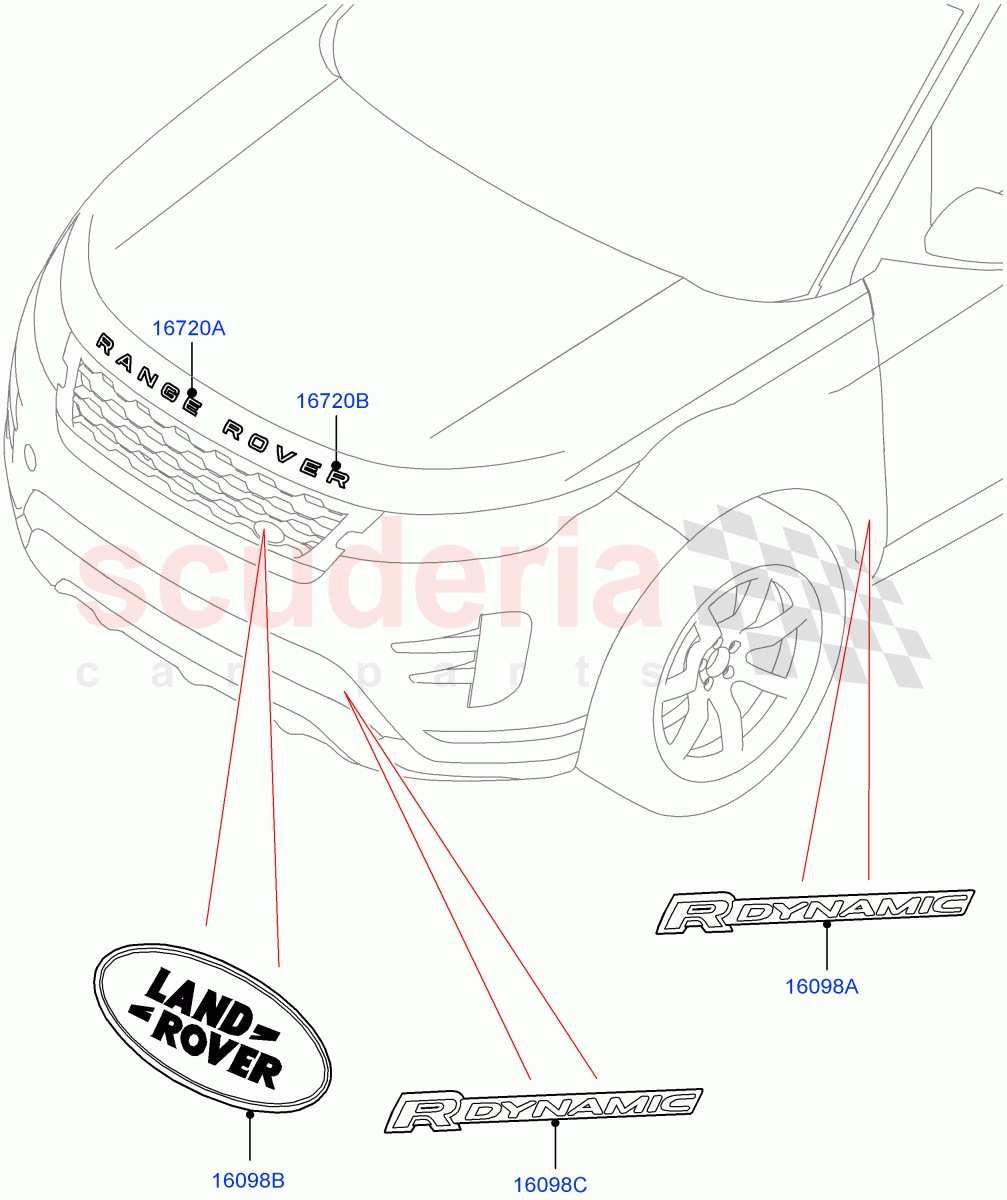 Name Plates(Front Section)(Halewood (UK)) of Land Rover Land Rover Range Rover Evoque (2019+) [2.0 Turbo Diesel AJ21D4]