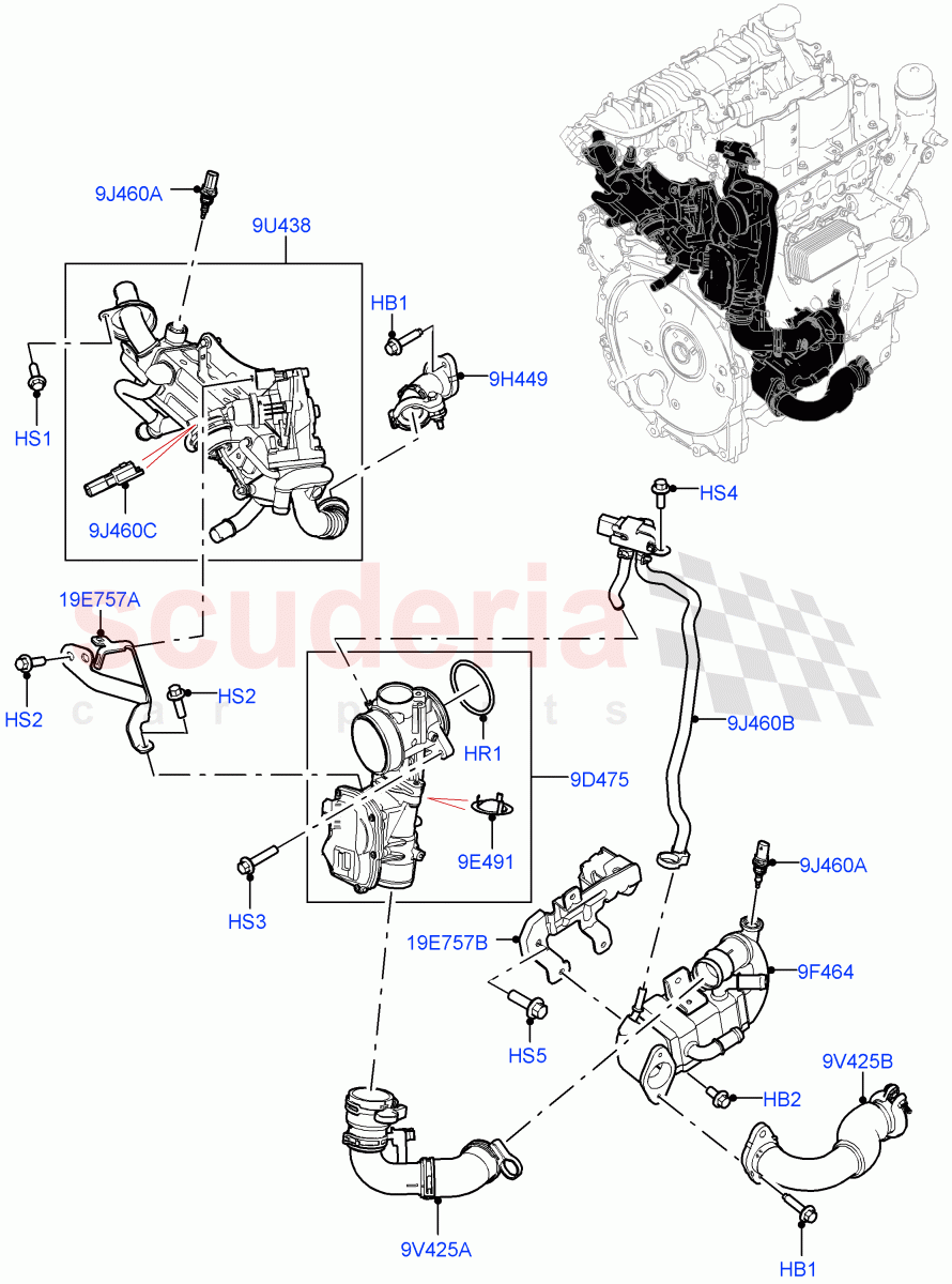 Exhaust Gas Recirculation(2.0L AJ21D4 Diesel Mid,Halewood (UK))((V)FROMMH000001) of Land Rover Land Rover Range Rover Evoque (2019+) [2.0 Turbo Diesel AJ21D4]