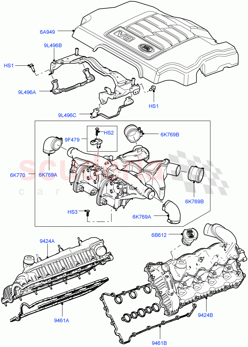 Inlet Manifold (3.6L V8 32V DOHC EFi Diesel Lion) ((V) FROMAA000001) of Land Rover Land Rover Range Rover (2010-2012) [3.6 V8 32V DOHC EFI Diesel]