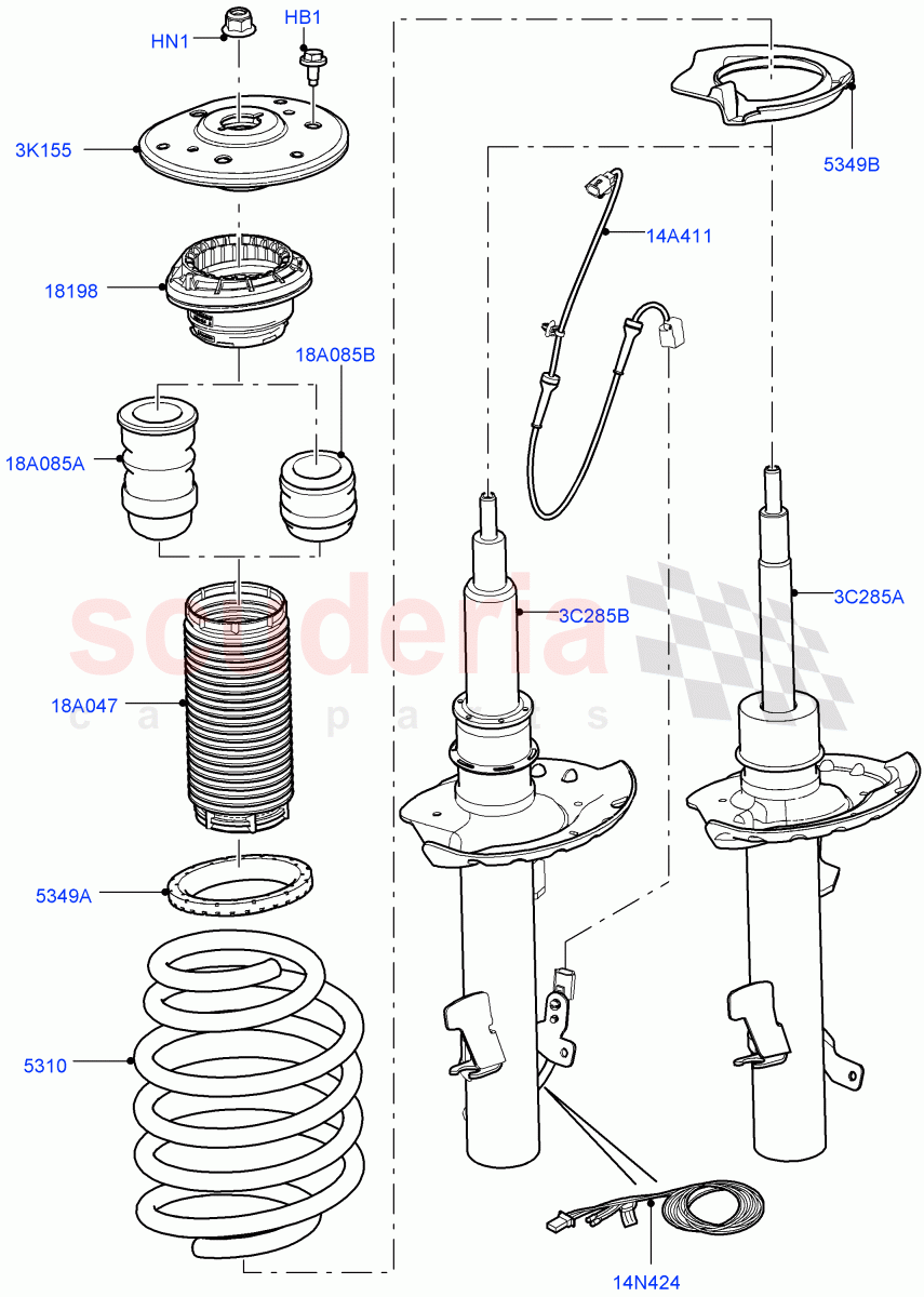 Front Suspension Struts And Springs (Halewood (UK)) of Land Rover Land Rover Range Rover Evoque (2012-2018) [2.0 Turbo Diesel]