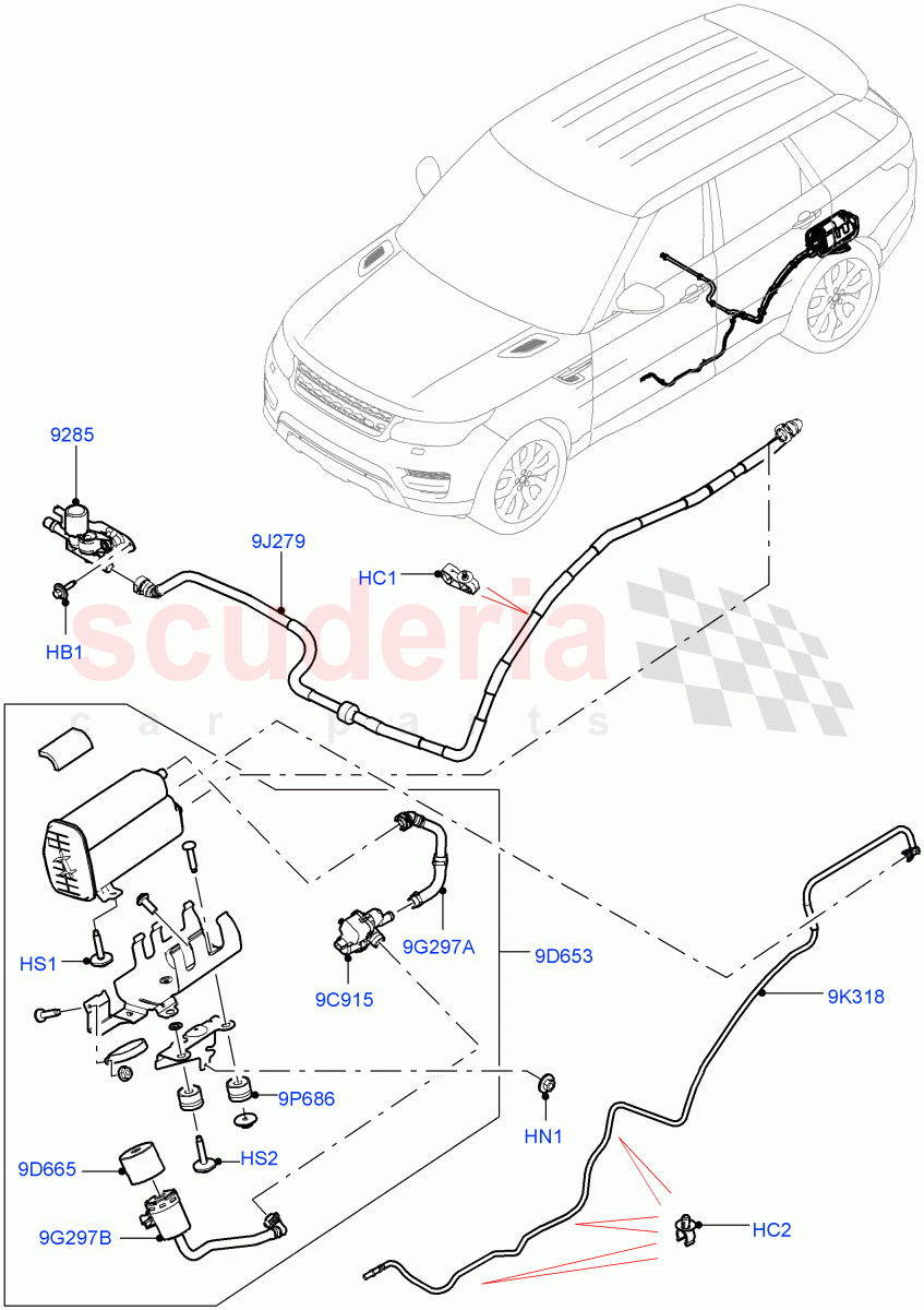 Carbon Canister(2.0L AJ200P Hi PHEV)((V)FROMJA000001) of Land Rover Land Rover Range Rover (2012-2021) [2.0 Turbo Petrol AJ200P]