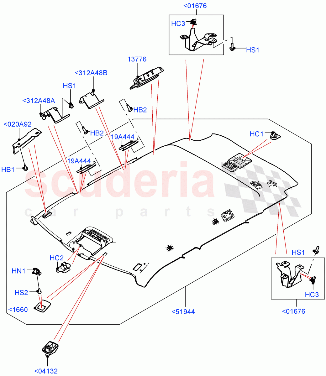 Headlining And Sun Visors(Less Panorama Roof,Changsu (China)) of Land Rover Land Rover Range Rover Evoque (2019+) [2.0 Turbo Diesel AJ21D4]