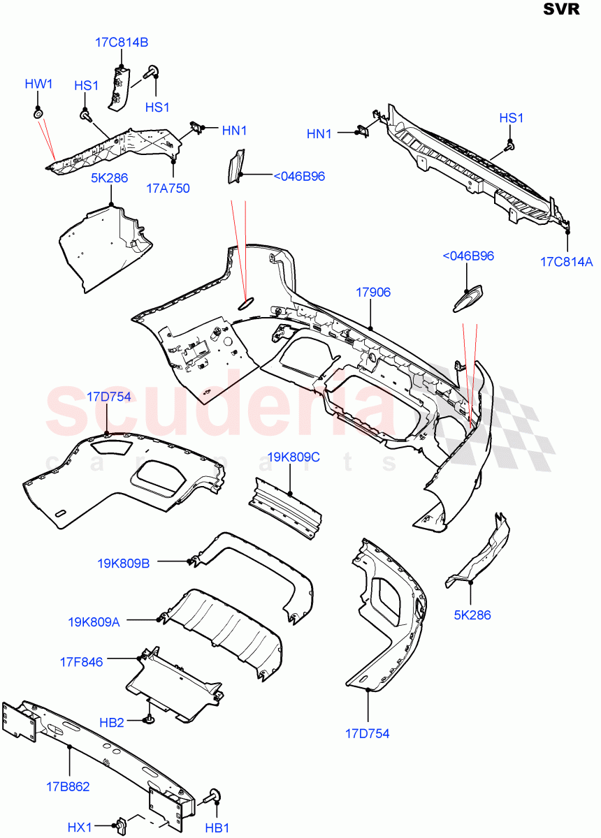 Rear Bumper(SVR)((V)FROMFA000001,(V)TOHA999999) of Land Rover Land Rover Range Rover Sport (2014+) [4.4 DOHC Diesel V8 DITC]