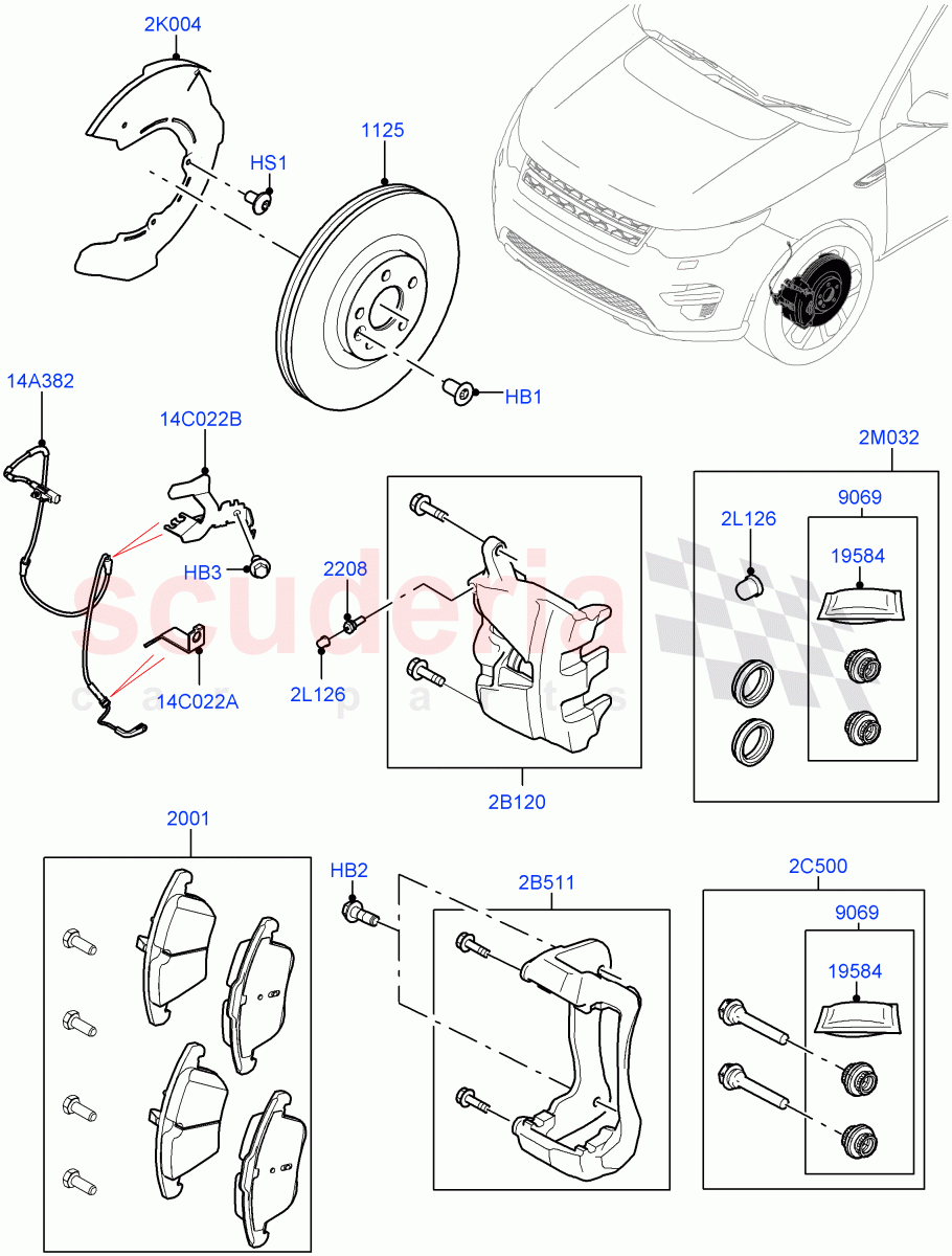 Front Brake Discs And Calipers(Halewood (UK),Disc And Caliper Size-Frt 18/RR 17,Disc And Caliper Size-Frt 18/RR 16)((V)FROMLH000001) of Land Rover Land Rover Discovery Sport (2015+) [2.2 Single Turbo Diesel]