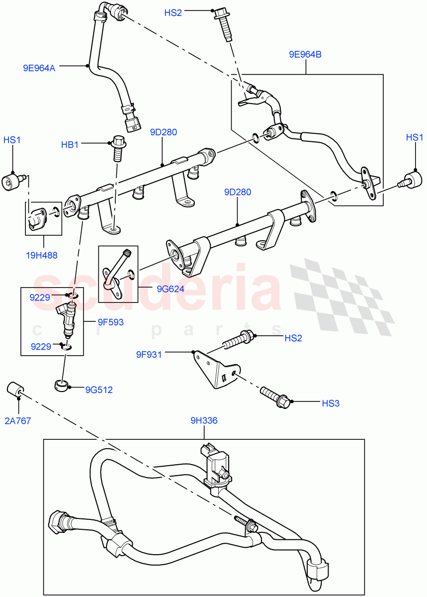 Fuel Injectors And Pipes (Cologne V6 4.0 EFI (SOHC)) ((V) FROMAA000001) of Land Rover Land Rover Discovery 4 (2010-2016) [4.0 Petrol V6]