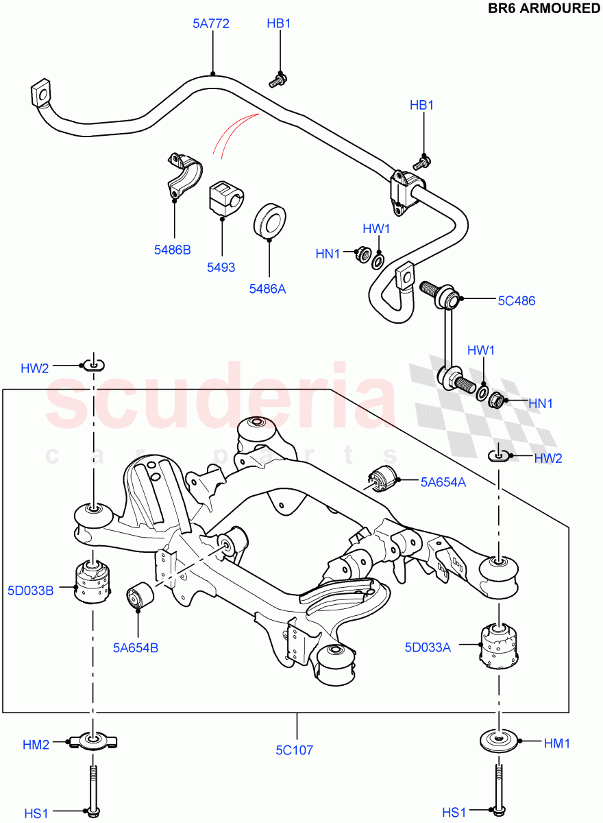 Rear Cross Member & Stabilizer Bar (With B6 Level Armouring) ((V) FROMAA000001) of Land Rover Land Rover Range Rover (2010-2012) [4.4 DOHC Diesel V8 DITC]