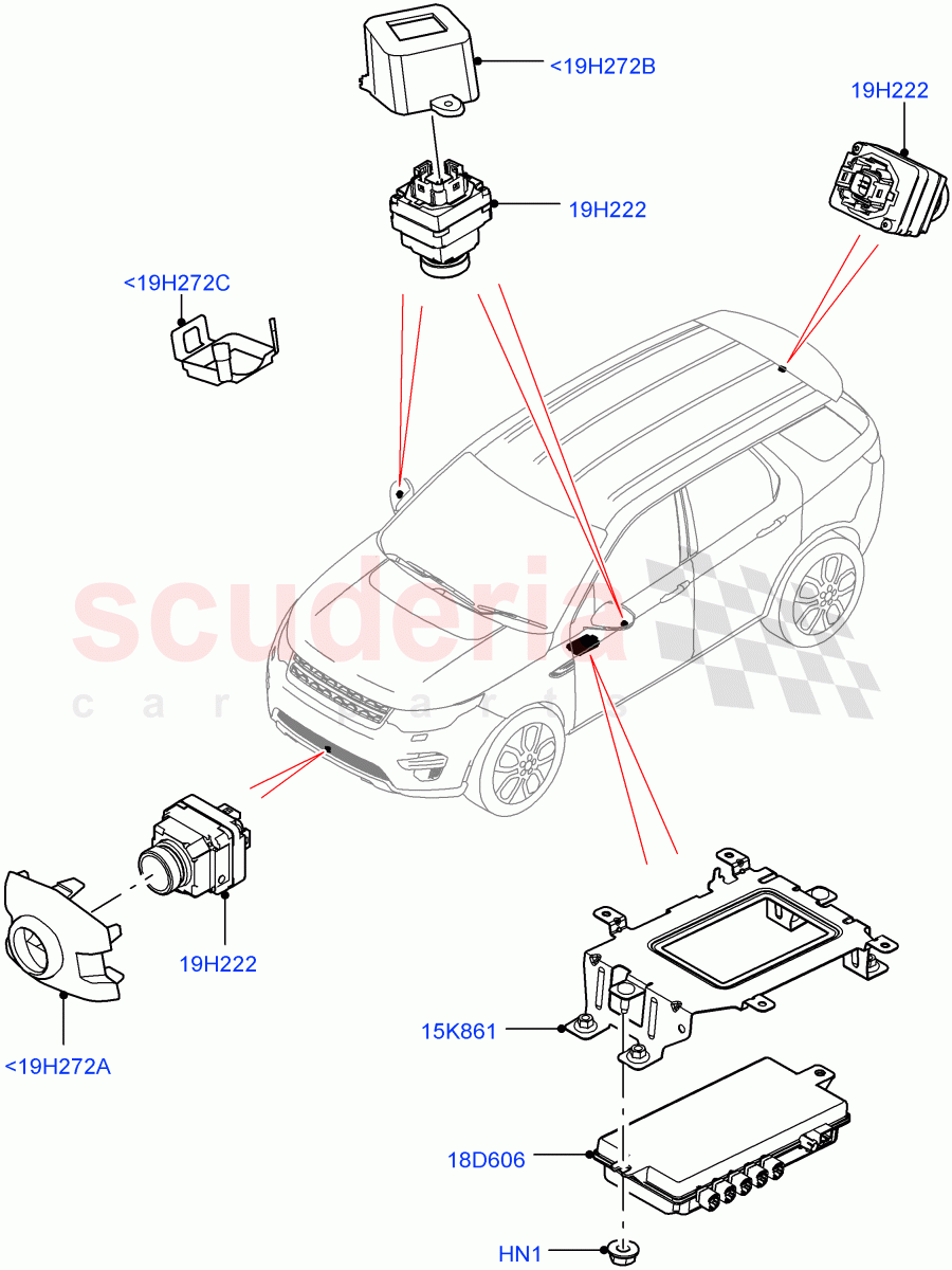 Camera Equipment (Halewood (UK), Surround Camera Sys+Water Wade Aid, Surround Camera System) ((V) TOLH999999) of Land Rover Land Rover Discovery Sport (2015+) [2.0 Turbo Petrol AJ200P]
