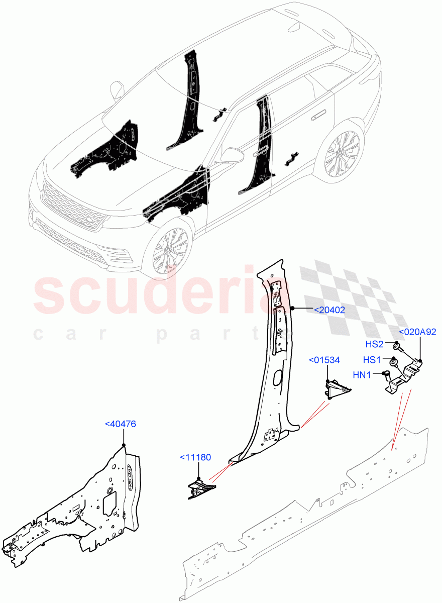 Side Panels - Inner (Inner - Front) of Land Rover Land Rover Range Rover Velar (2017+) [3.0 Diesel 24V DOHC TC]