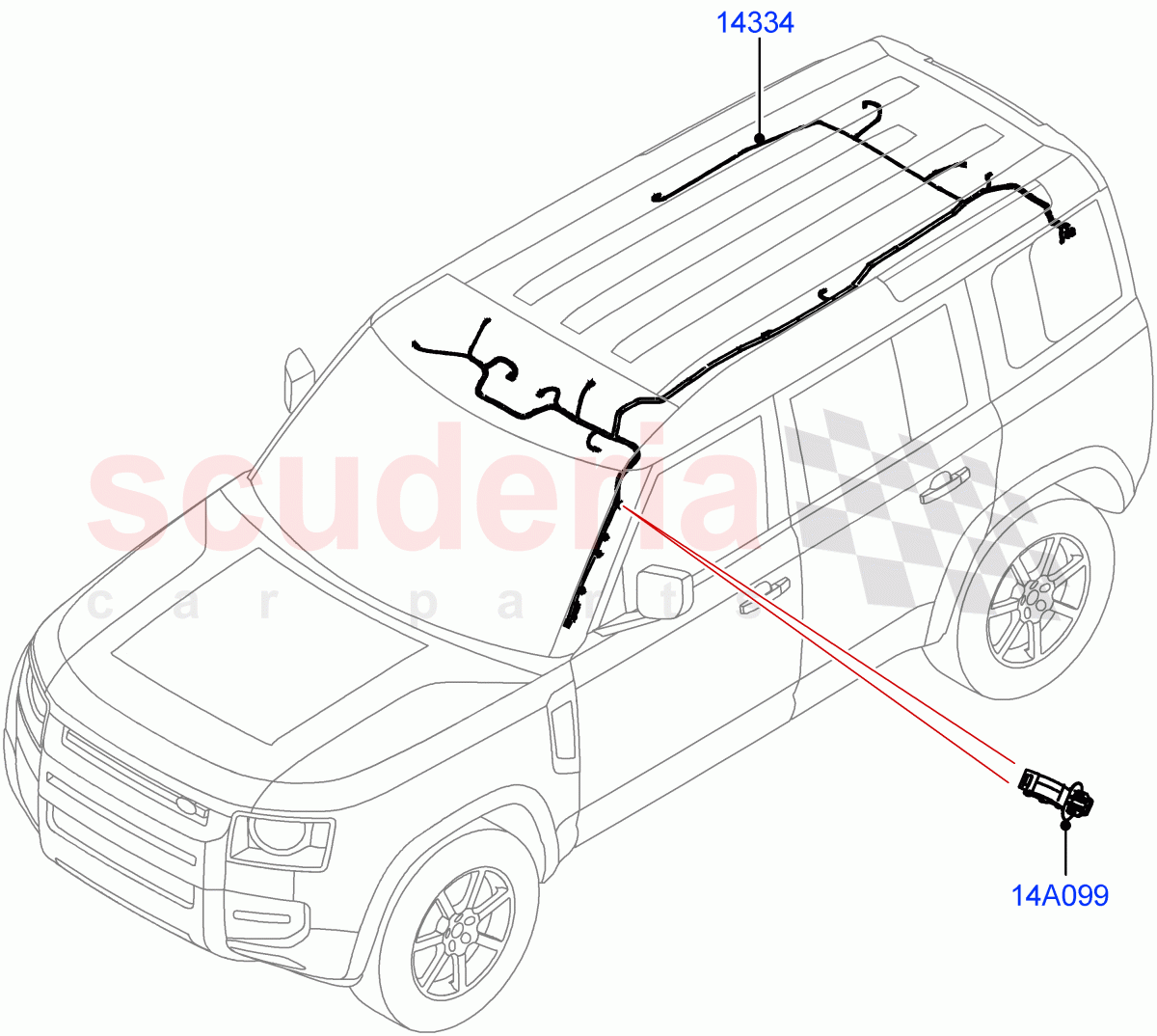 Electrical Wiring - Body And Rear(Roof)((V)FROMP2000001) of Land Rover Land Rover Defender (2020+) [3.0 I6 Turbo Petrol AJ20P6]