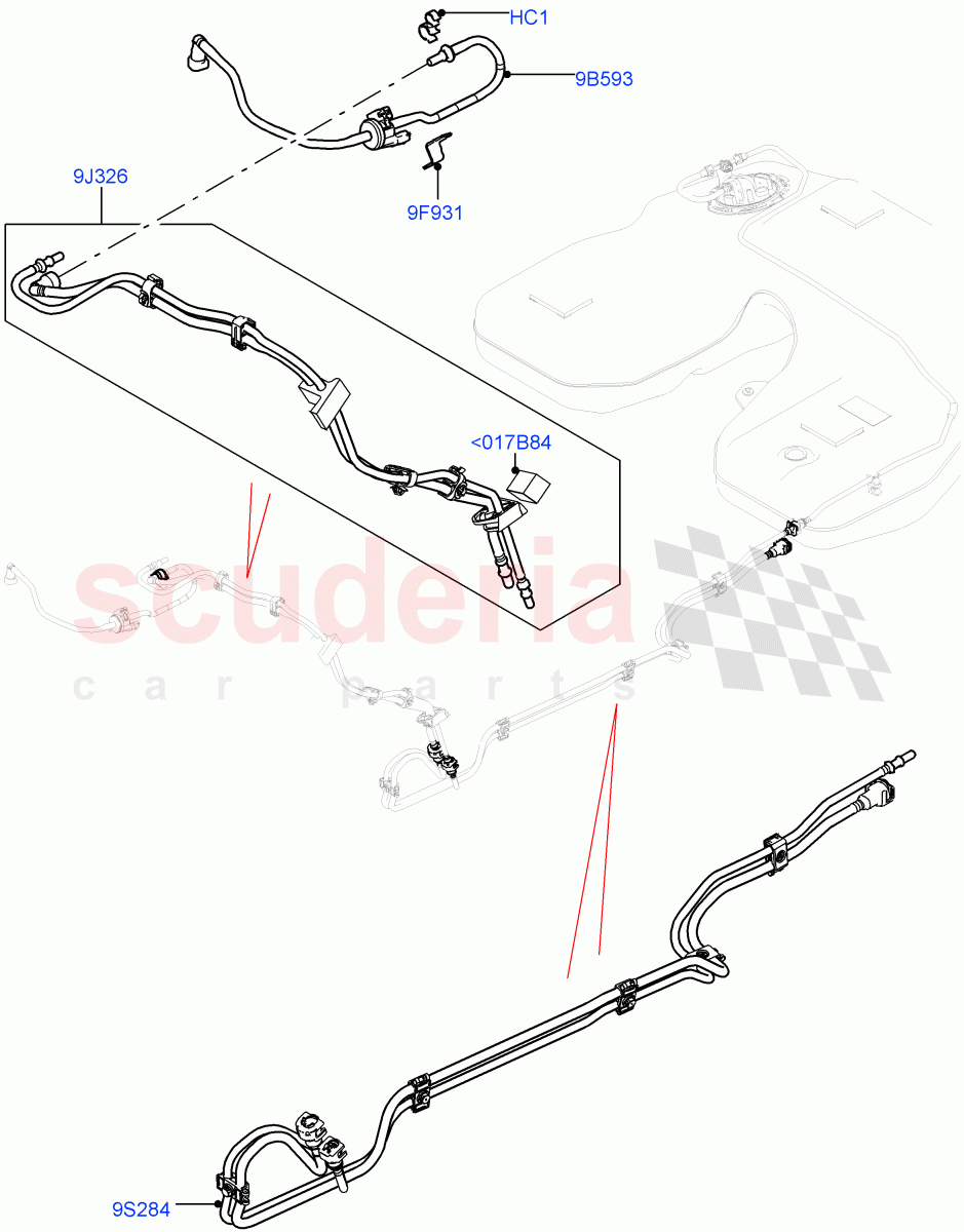 Fuel Lines (Front) (5.0L P AJ133 DOHC CDA S/C Enhanced, 5.0 Petrol AJ133 DOHC CDA) ((V) FROMEA000001) of Land Rover Land Rover Range Rover (2012-2021) [5.0 OHC SGDI SC V8 Petrol]