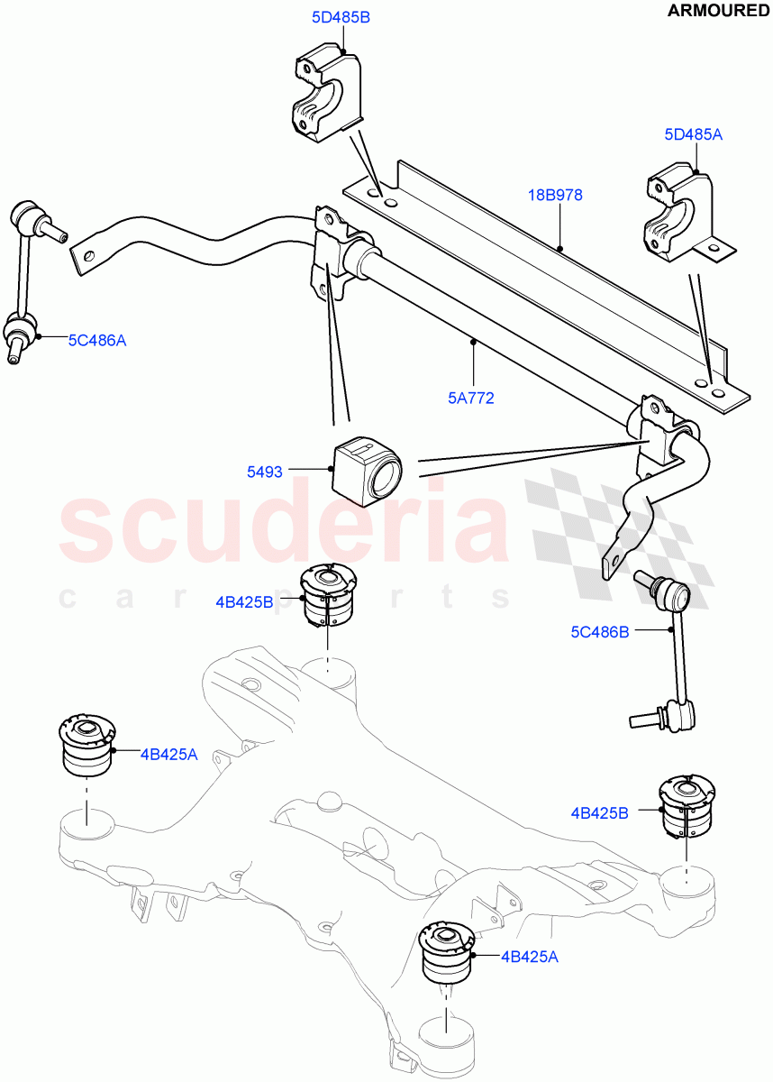 Rear Cross Member & Stabilizer Bar(Armoured)((V)FROMEA000001) of Land Rover Land Rover Range Rover (2012-2021) [2.0 Turbo Petrol AJ200P]