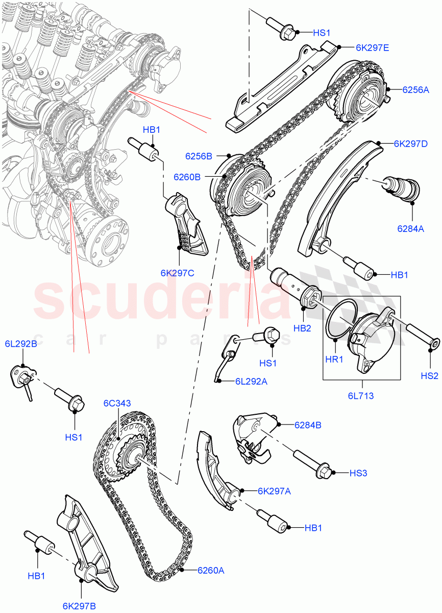 Timing Gear (Nitra Plant Build) (3.0L AJ20P6 Petrol High) ((V) FROML2000001) of Land Rover Land Rover Discovery 5 (2017+) [3.0 I6 Turbo Petrol AJ20P6]