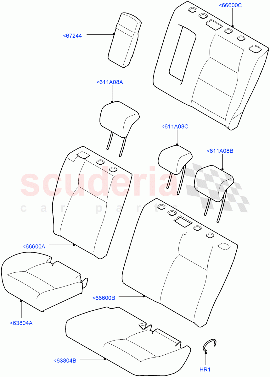 Rear Seat Covers(Leather/Suede,Itatiaia (Brazil),With 60/40 Split - Folding Rr Seat)((V)FROMGT000001) of Land Rover Land Rover Discovery Sport (2015+) [1.5 I3 Turbo Petrol AJ20P3]