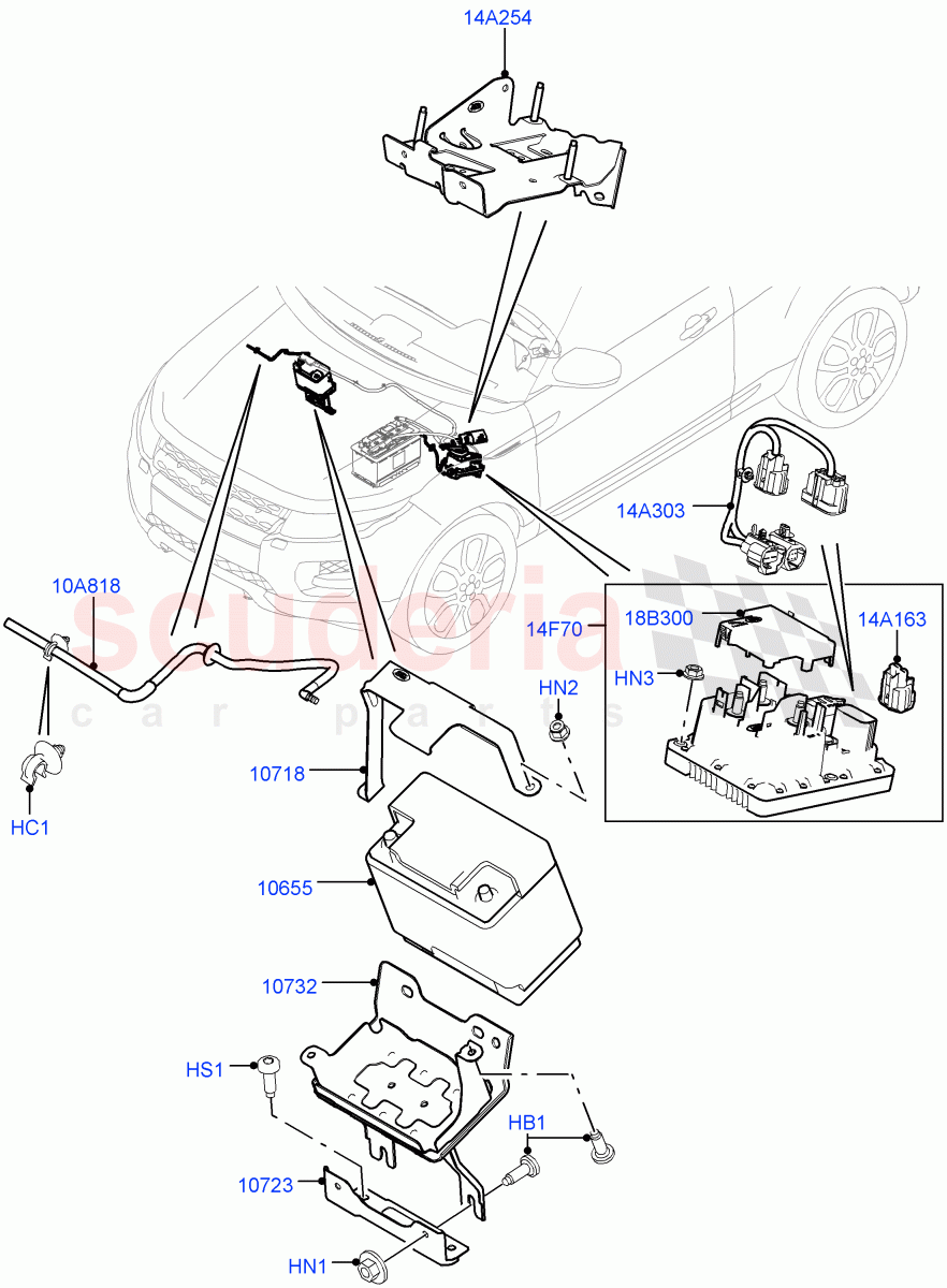 Battery And Mountings(Changsu (China),Starter - Stop/Start System)((V)FROMEG000001) of Land Rover Land Rover Range Rover Evoque (2012-2018) [2.0 Turbo Diesel]