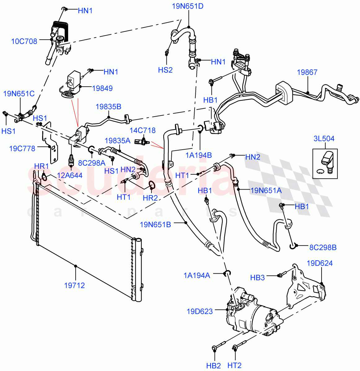 Air Conditioning Condensr/Compressr(Halewood (UK),Electric Engine Battery-PHEV)((V)FROMLH000001) of Land Rover Land Rover Discovery Sport (2015+) [2.0 Turbo Diesel]