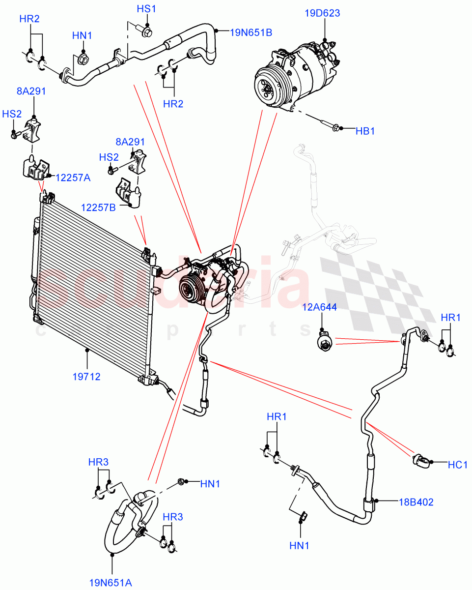 Air Conditioning Condensr/Compressr(Front)(2.0L I4 DSL HIGH DOHC AJ200,2.0L I4 High DOHC AJ200 Petrol)((V)FROMHA000001) of Land Rover Land Rover Range Rover Sport (2014+) [5.0 OHC SGDI SC V8 Petrol]