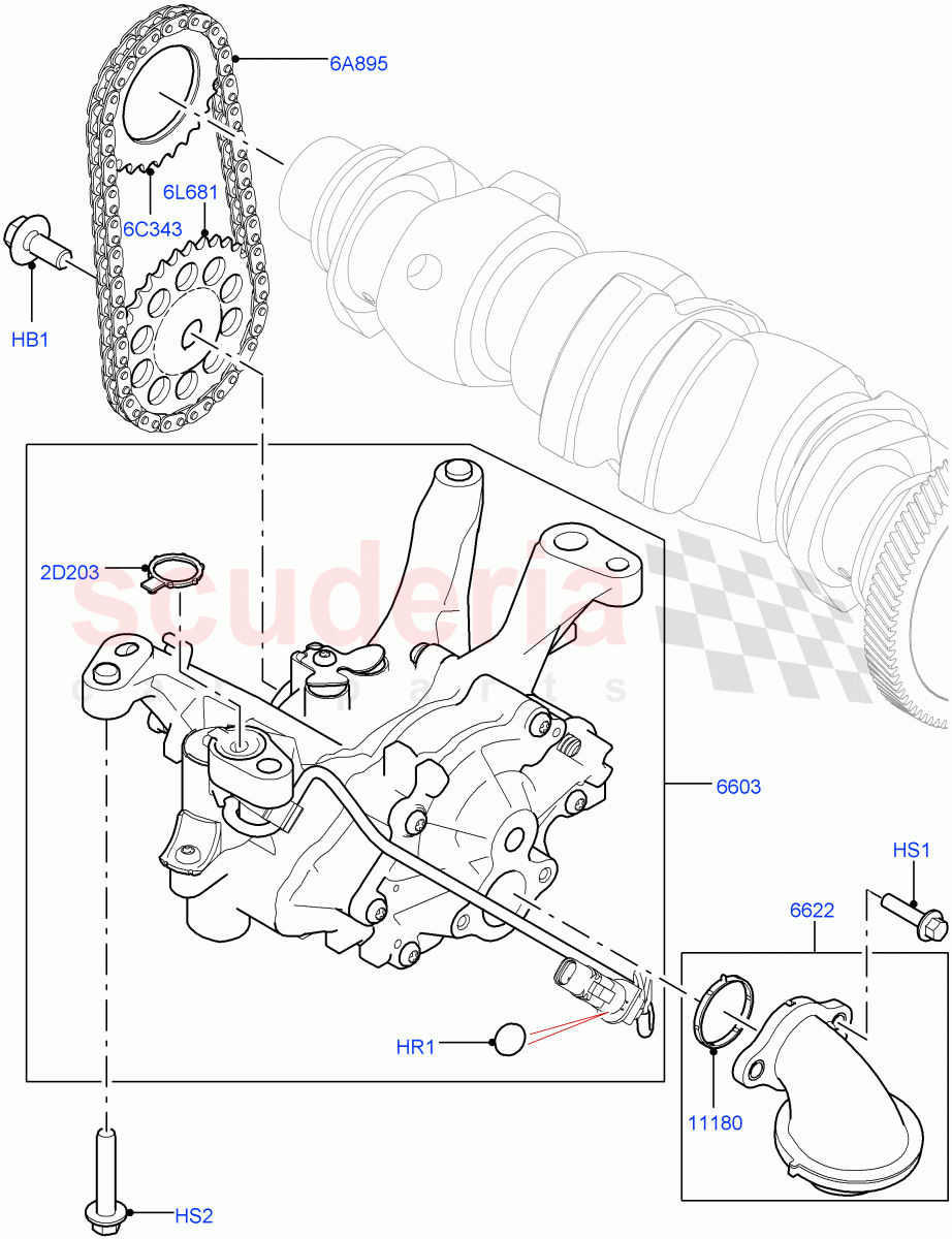 Oil Pump(2.0L AJ20P4 Petrol Mid PTA,Changsu (China)) of Land Rover Land Rover Discovery Sport (2015+) [2.0 Turbo Petrol AJ200P]