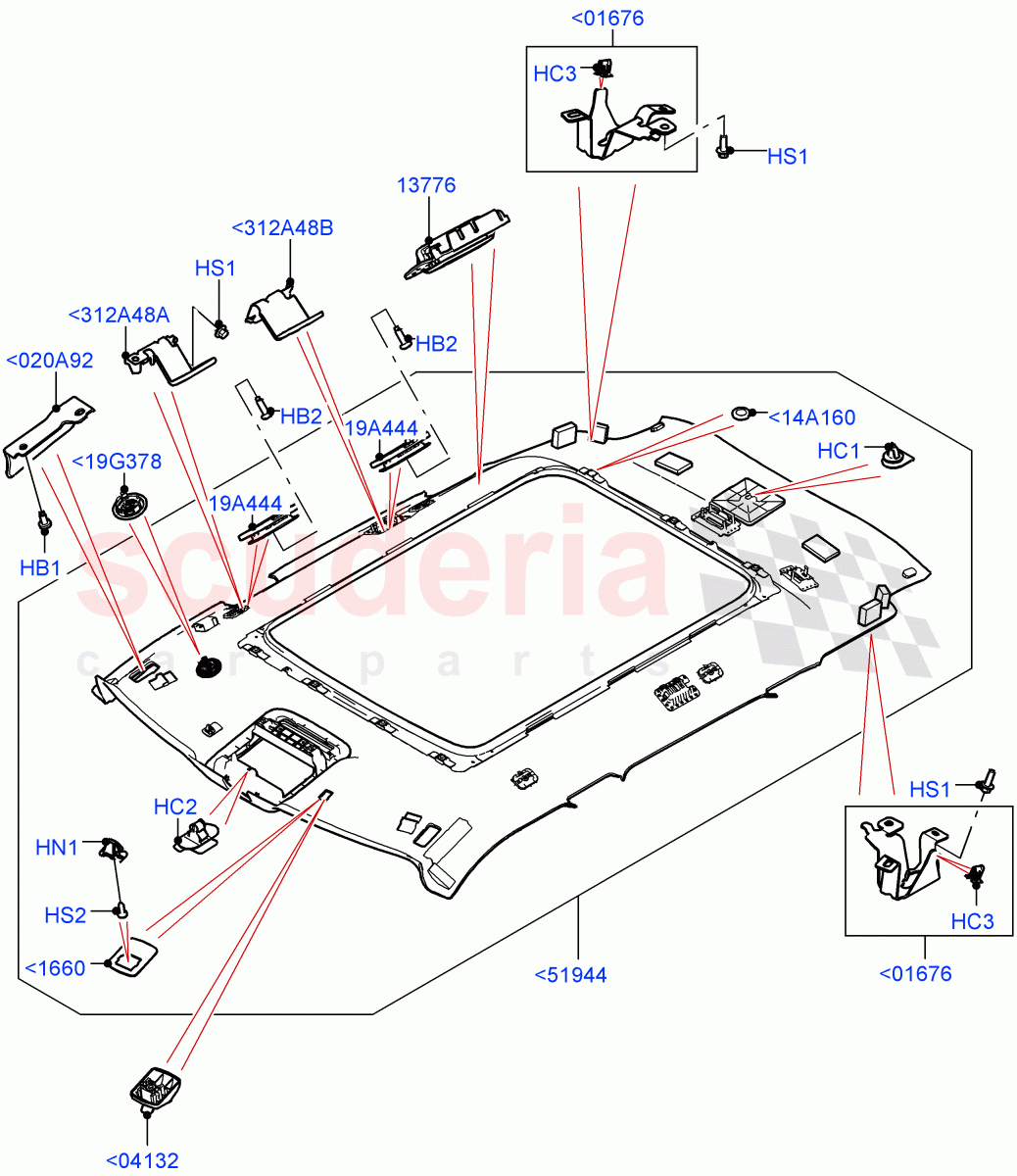 Headlining And Sun Visors (With Roof Conversion-Panorama Roof, Halewood (UK), With Roof Conversion-Panorama Power) of Land Rover Land Rover Range Rover Evoque (2019+) [2.0 Turbo Diesel]