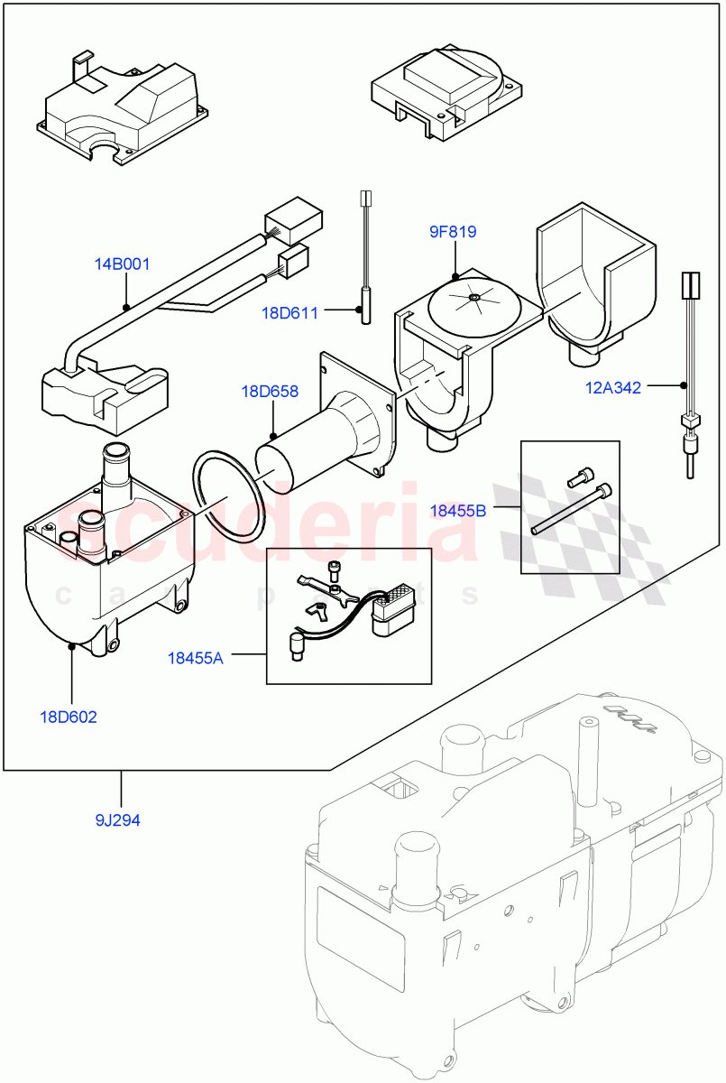 Auxiliary Fuel Fired Pre-Heater(Internal Components)(Fuel Heater W/Pk Heat With Remote) of Land Rover Land Rover Range Rover Velar (2017+) [3.0 Diesel 24V DOHC TC]