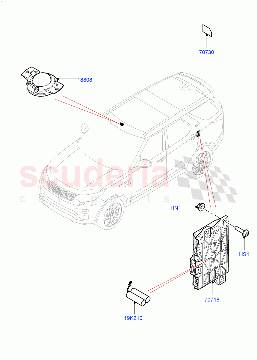 Telematics (Solihull Plant Build, Telematics Control Unit) (TCU Module - Russia, TCU Module - China, TCU Module - ROW, TCU Module - NAS) ((V) FROMHA000001) of Land Rover Land Rover Discovery 5 (2017+) [3.0 Diesel 24V DOHC TC]