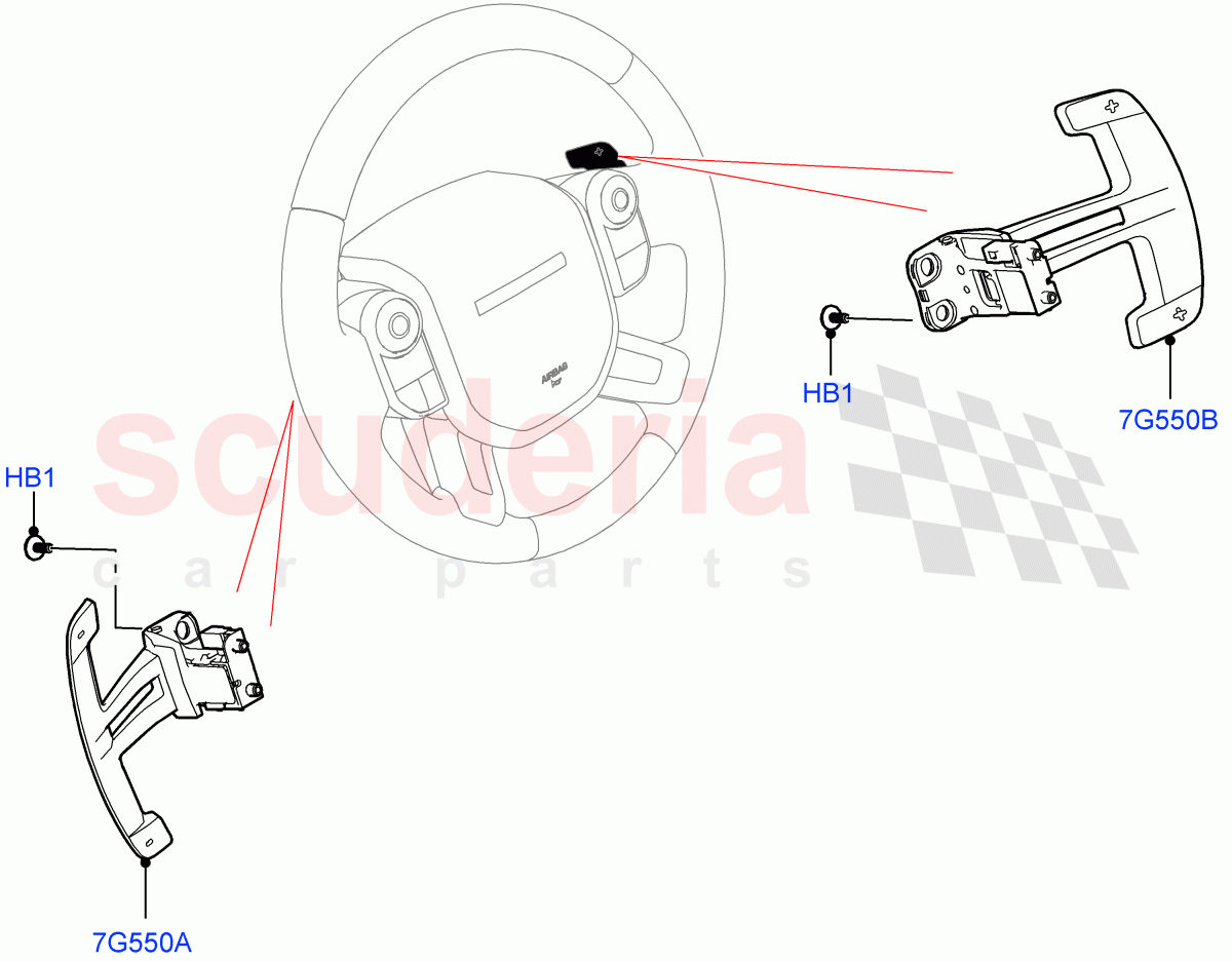 Gear Change-Automatic Transmission(Steering Wheel, Nitra Plant Build)(8 Speed Auto Trans ZF 8HP76)((V)FROMM2000001) of Land Rover Land Rover Discovery 5 (2017+) [3.0 I6 Turbo Petrol AJ20P6]