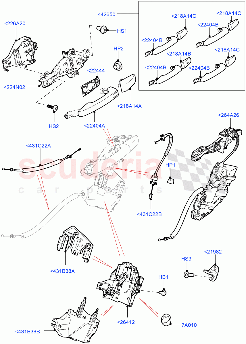 Rear Door Lock Controls(Solihull Plant Build)((V)FROMHA000001,(V)TOHA999999) of Land Rover Land Rover Discovery 5 (2017+) [3.0 DOHC GDI SC V6 Petrol]